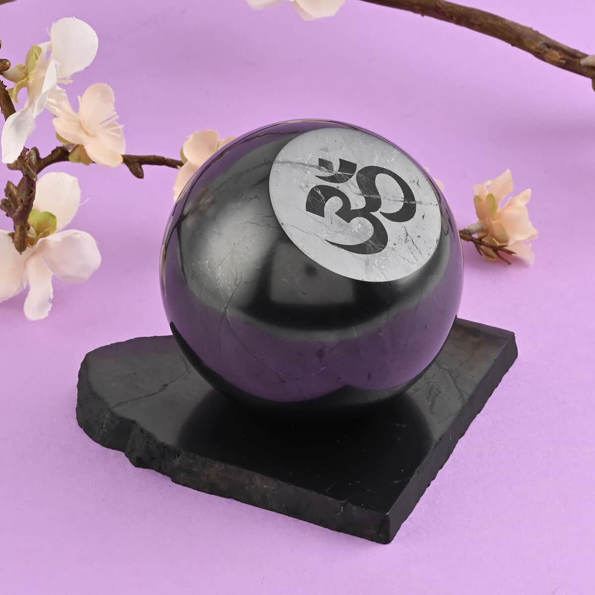 Shungite OM Sphere on Stand 80mm 32185.00ctw image number 1