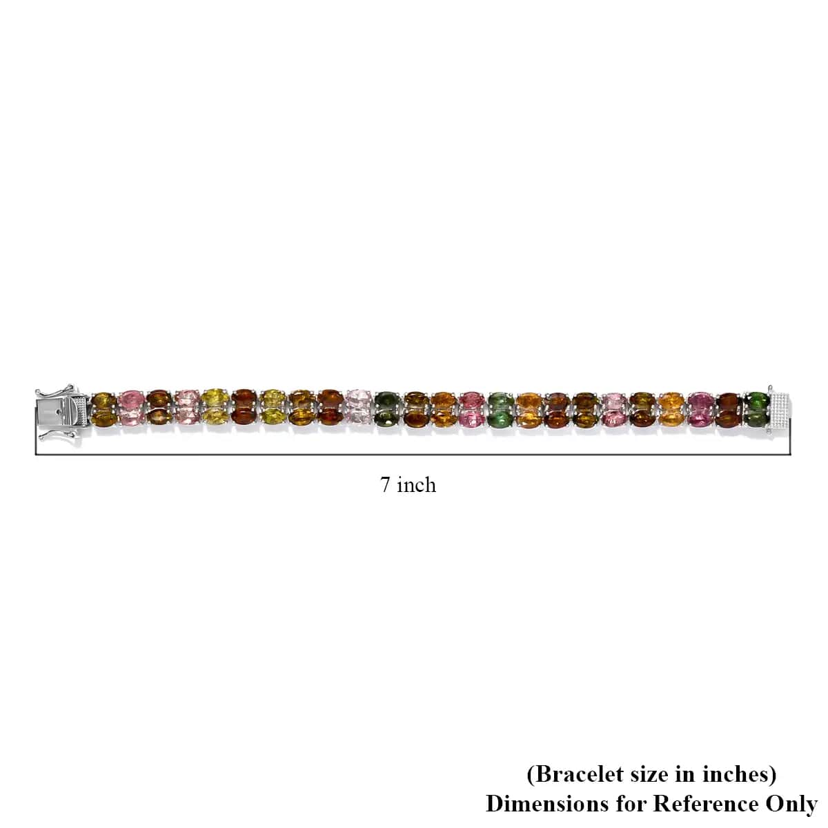 Multi-Tourmaline 20.65 ctw Bracelet in Platinum Over Sterling Silver, Silver Tennis Bracelet, Wedding Gifts For Her (6.50 In) image number 6