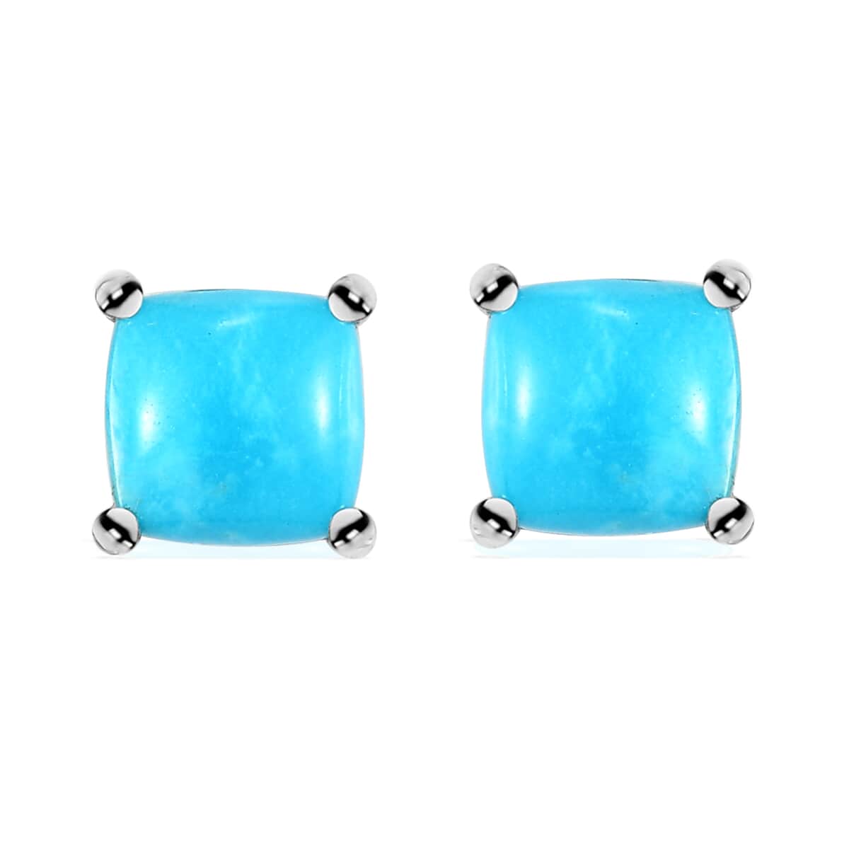 Sleeping Beauty Turquoise Solitaire Stud Earrings in Platinum Over Sterling Silver 1.10 ctw image number 0