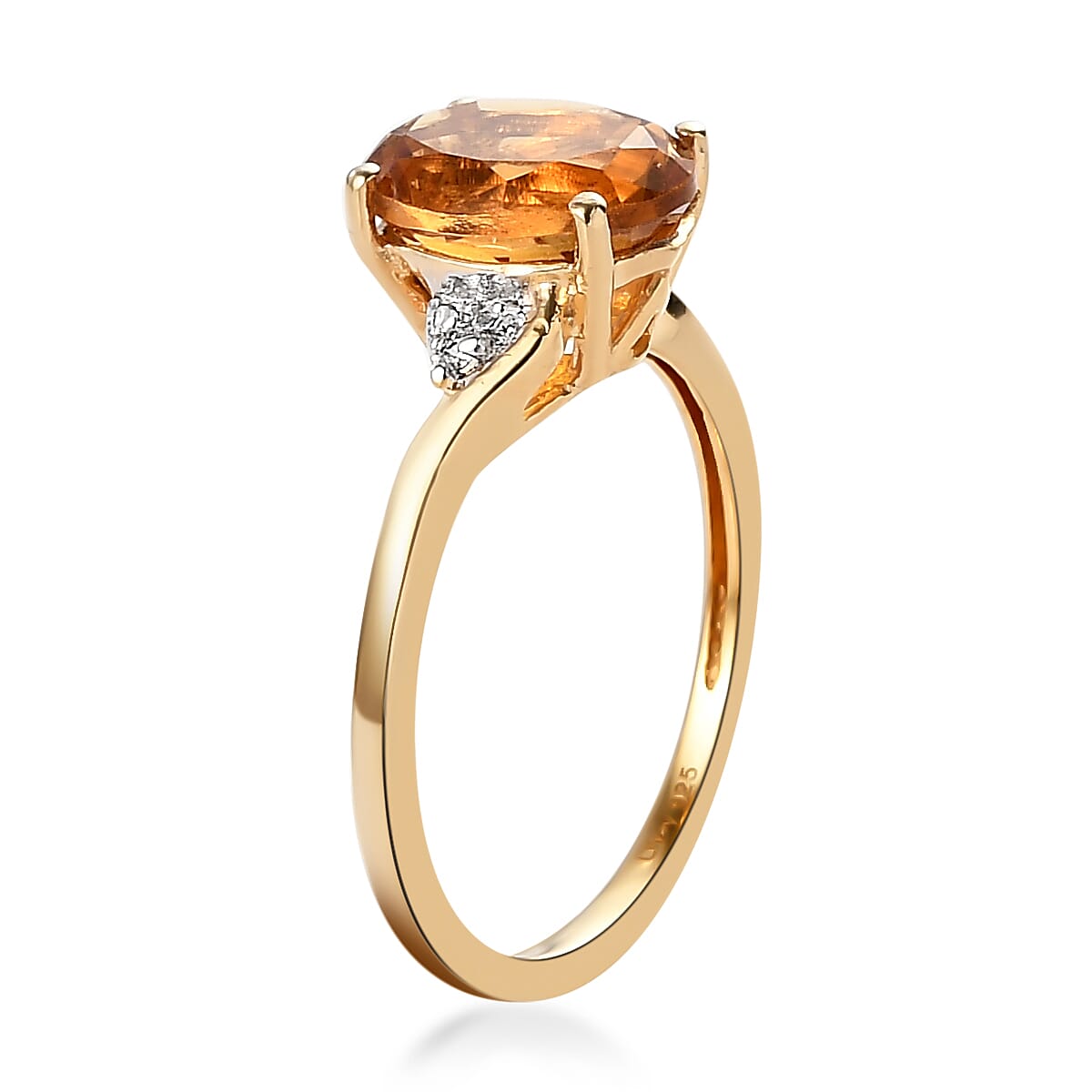 Santa Ana Madeira Citrine and Natural White Zircon Ring in 14K Yellow Gold Over Sterling Silver (Size 8.0) 1.65 ctw image number 3