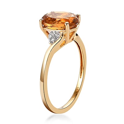 Santa Ana Madeira Citrine and Natural White Zircon Ring in 14K Yellow Gold Over Sterling Silver (Size 8.0) 1.65 ctw