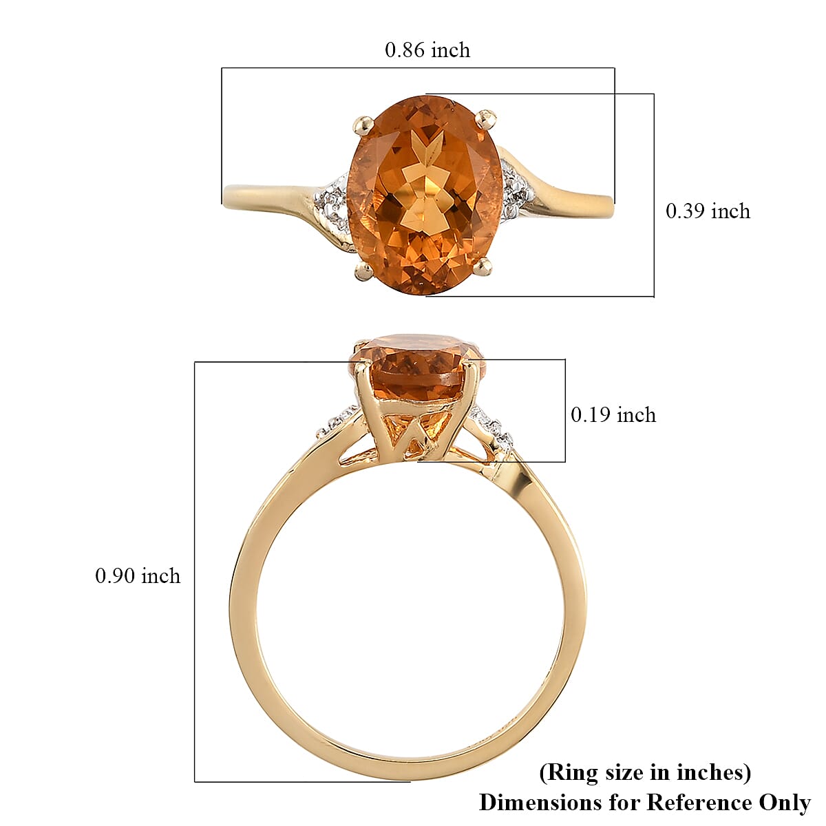 Santa Ana Madeira Citrine and Natural White Zircon Ring in 14K Yellow Gold Over Sterling Silver (Size 8.0) 1.65 ctw image number 5