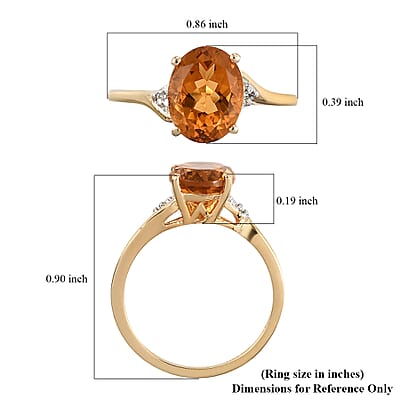 Santa Ana Madeira Citrine and Natural White Zircon Ring in 14K Yellow Gold Over Sterling Silver (Size 8.0) 1.65 ctw