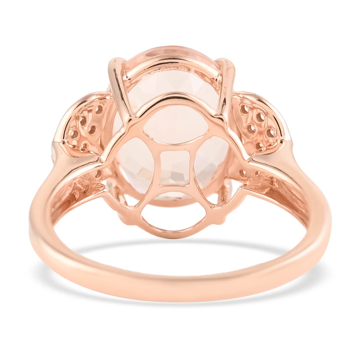 Luxoro 14K Rose Gold AAA Marropino Morganite and Diamond Ring (Size 6.0) 4.50 ctw image number 4