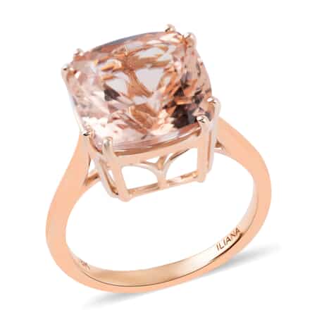 Certified Iliana 18K Rose Gold AAA Marropino Morganite Solitaire Ring (Size 6.0) 4 Grams 7.25 ctw image number 0