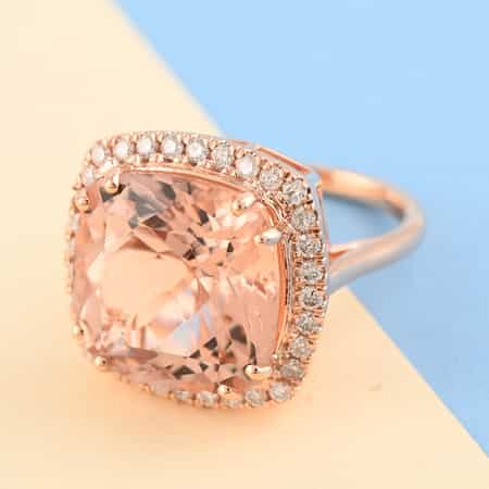 ILIANA 18K Rose Gold AAA Certified and Appraised  Morganite, Diamond (G-H, SI) Ring 5.95 g (Size 6.0) 10.85 ctw image number 1