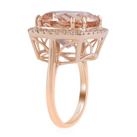 ILIANA 18K Rose Gold AAA Certified and Appraised  Morganite, Diamond (G-H, SI) Ring 5.95 g (Size 6.0) 10.85 ctw image number 3