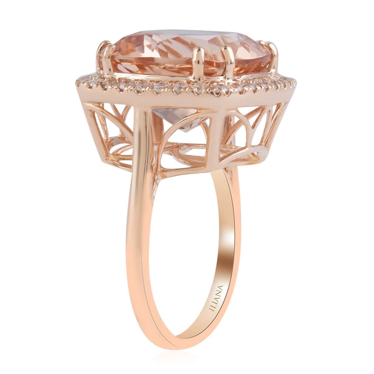 Certified and Appraised Iliana 18K Rose Gold AAA Marropino Morganite and G-H SI Diamond Ring (Size 7.0) 6 Grams 10.85 ctw image number 3