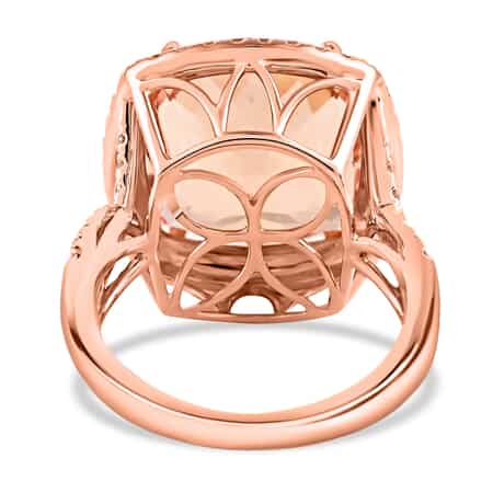 Certified Iliana 18K Rose Gold Certified AAA Marropino Morganite and G-H SI Diamond Halo Ring (Size 6.0) 6.40 Grams 10.85 ctw image number 4
