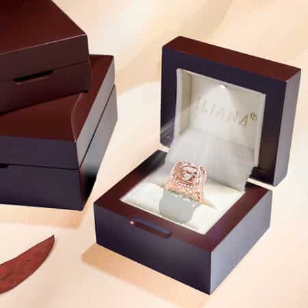ILIANA 18K Rose Gold Certified and Appraised AAA Marropino Morganite and Diamond G-H SI Halo Ring 6.40 Grams 10.85 ctw image number 7