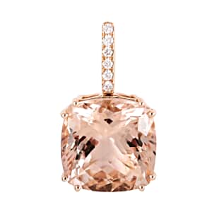 Certified Iliana 18K Rose Gold AAA Marropino Morganite and G-H SI Diamond Pendant 11.85 ctw