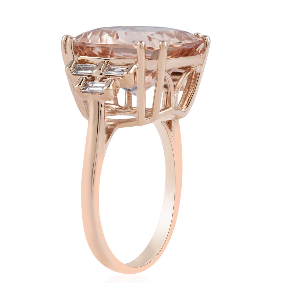 ILIANA 18K Rose Gold AAA Morganite and Diamond G-H SI Ring 5.42 Grams 9.60 ctw (Size 10.0) image number 3