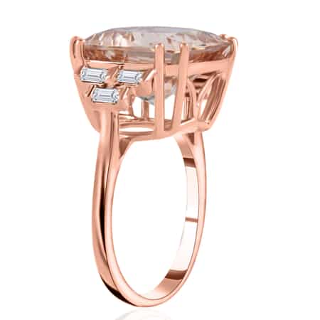 Iliana 18K Rose Gold AAA Certified and Appraised Marropino Morganite and G-H SI Diamond Ring (Size 7.0) 5.40 Grams 9.60 ctw image number 3