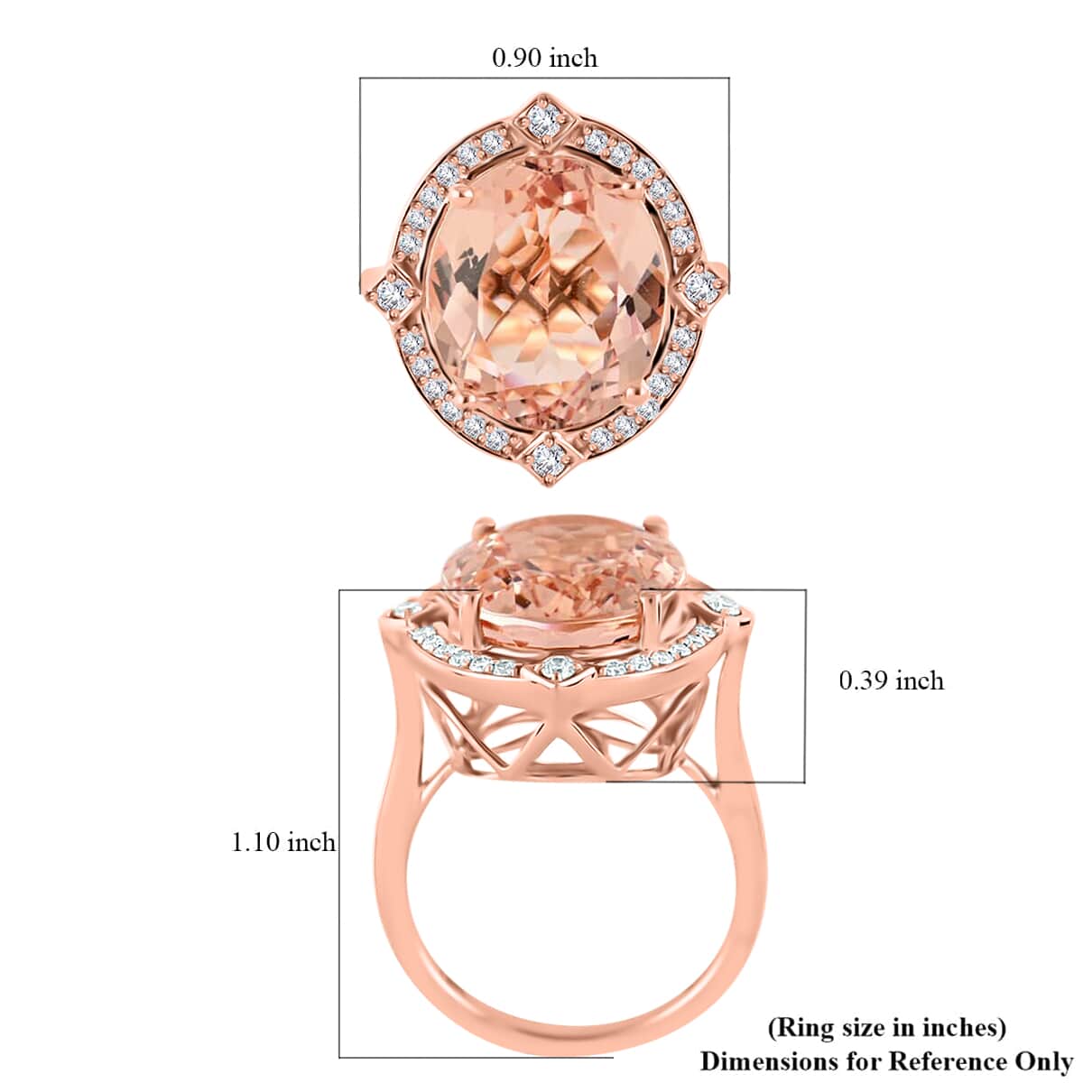 ILIANA 18K Rose Gold AAA Marropino Morganite and Diamond G-H SI Ring with Appraised Certificate 6.10 Grams 7.80 ctw image number 5