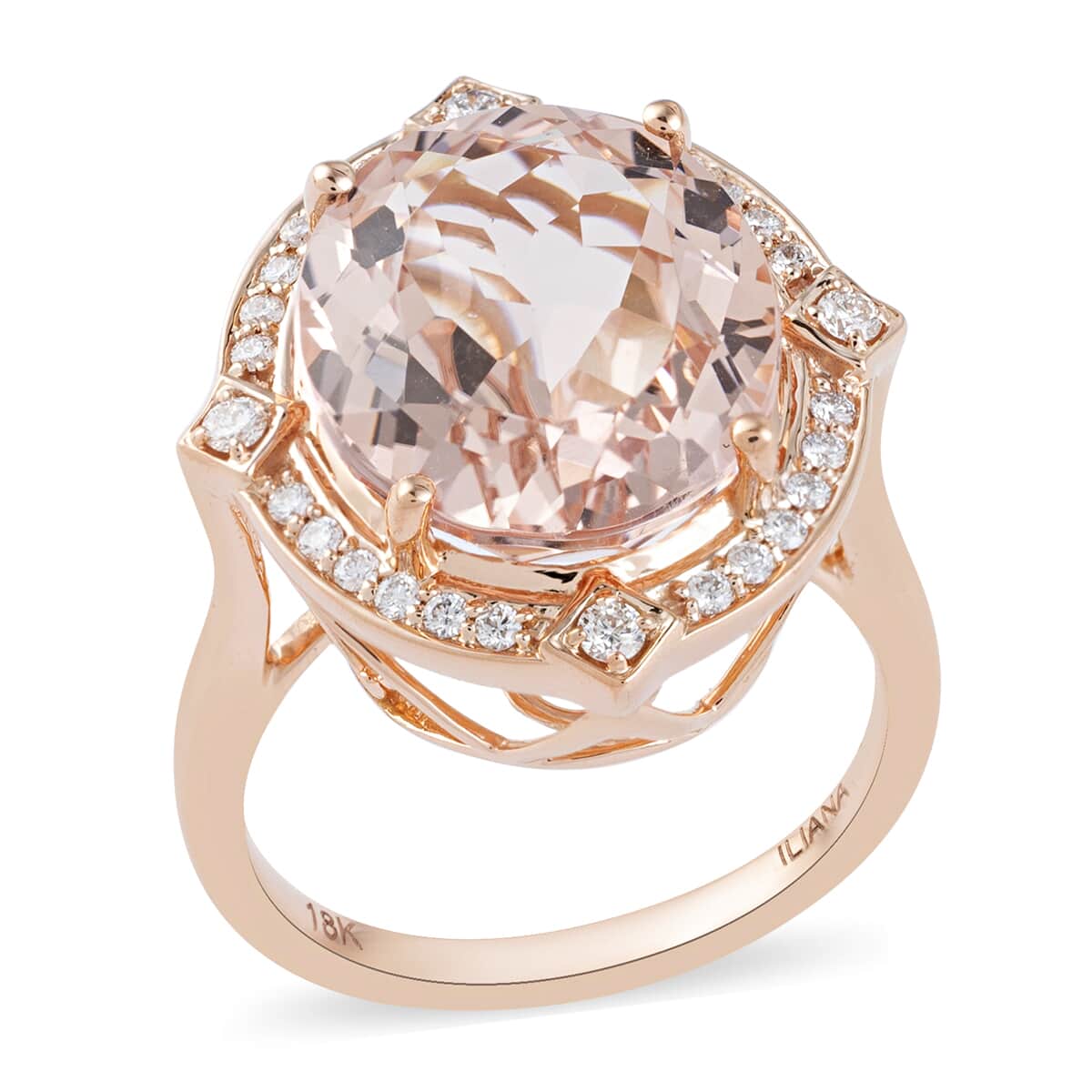 Certified & Appraised Iliana 18K Rose Gold AAA Marropino Morganite and G-H SI Diamond Ring (Size 8.0) 6.10 Grams 7.80 ctw image number 0