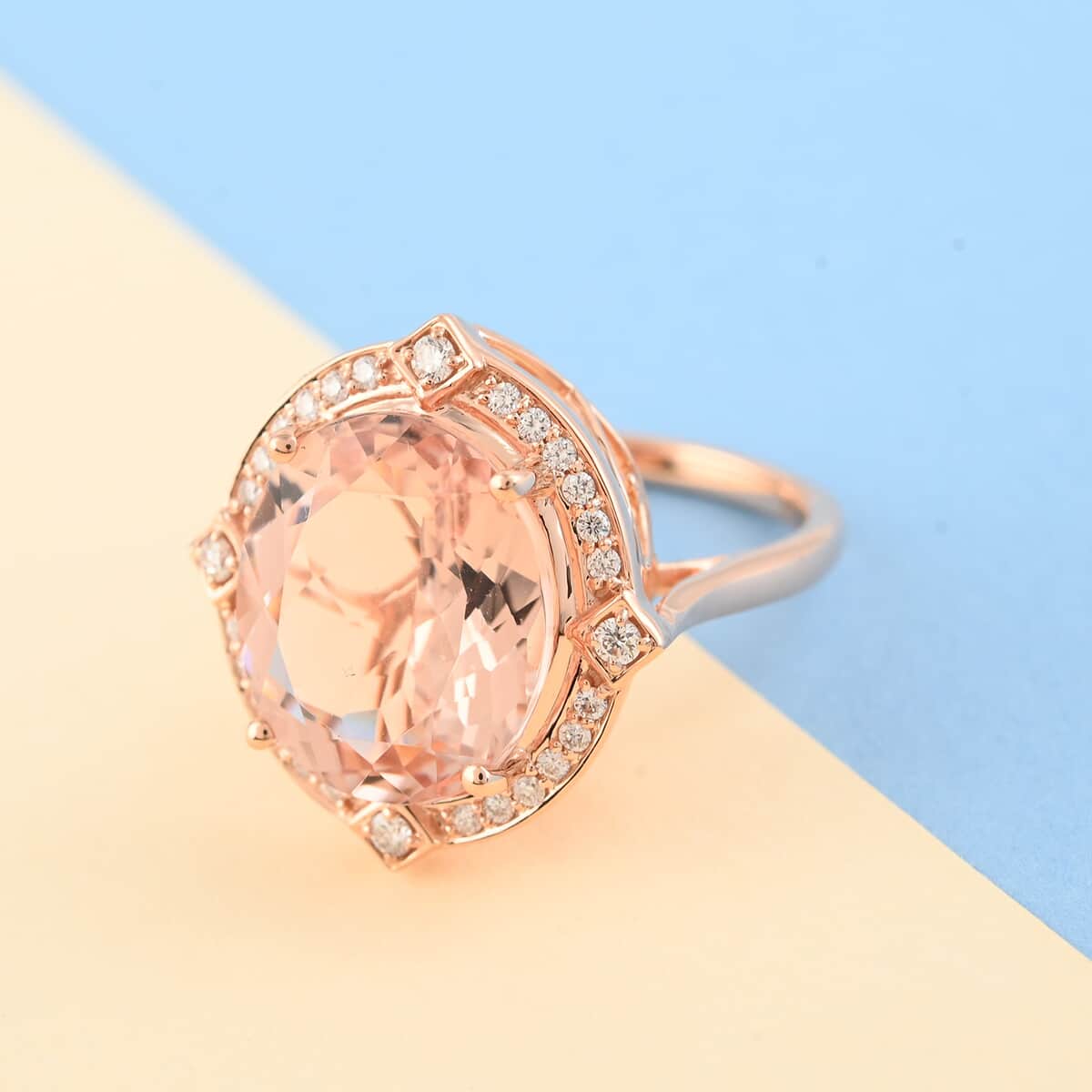 Certified & Appraised Iliana 18K Rose Gold AAA Marropino Morganite and G-H SI Diamond Ring (Size 8.0) 6.10 Grams 7.80 ctw image number 1