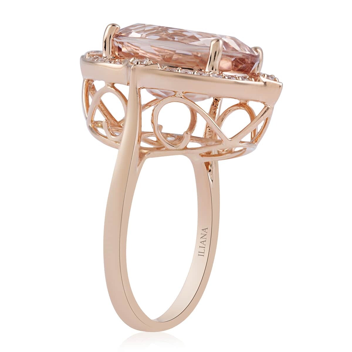 Certified & Appraised Iliana 18K Rose Gold AAA Marropino Morganite and G-H SI Diamond Ring (Size 8.0) 6.10 Grams 7.80 ctw image number 3