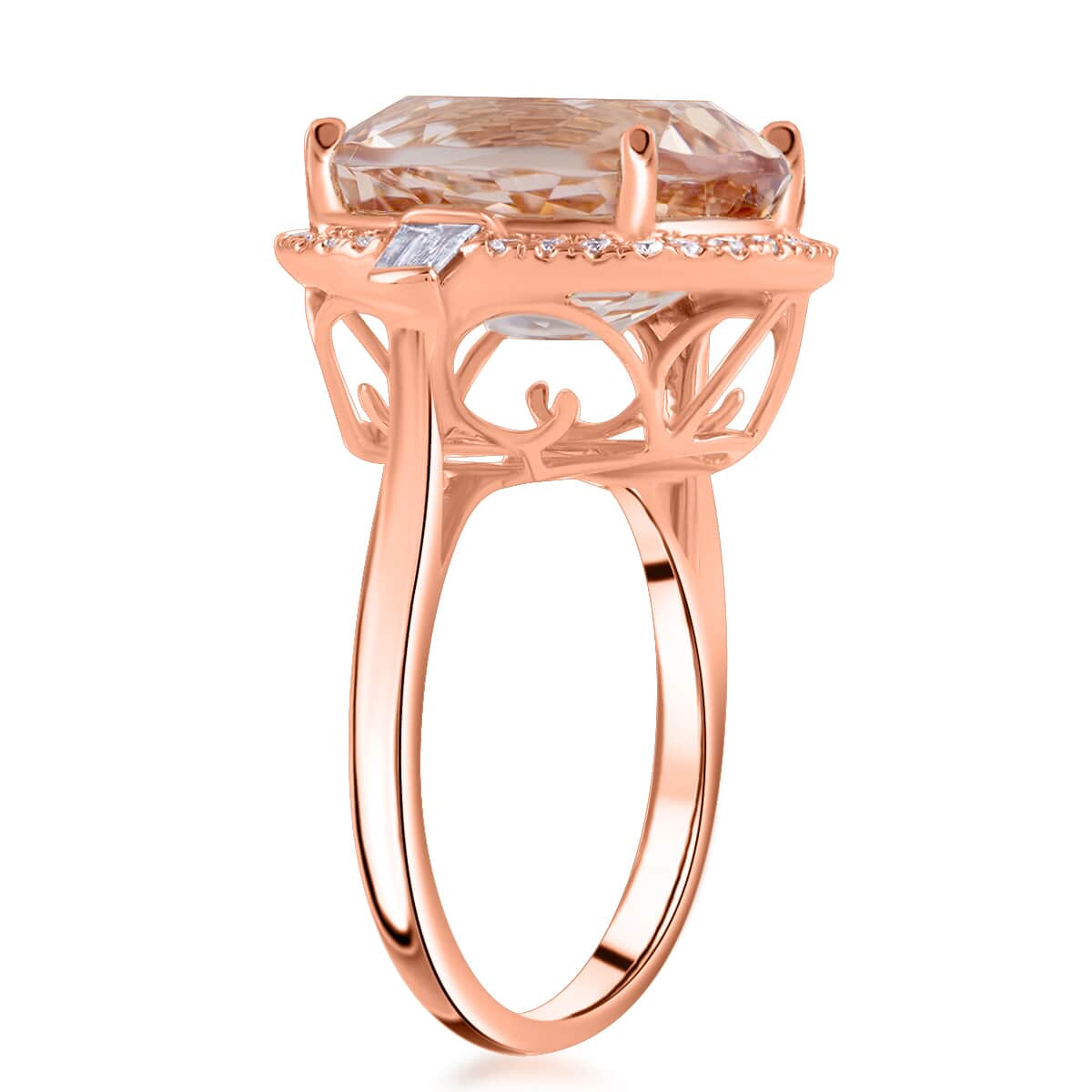 ILIANA 18K Rose Gold AAA Certified and Appraised Marropino Morganite, Diamond (G-H, SI) Ring (5 g) 7.80 ctw image number 3