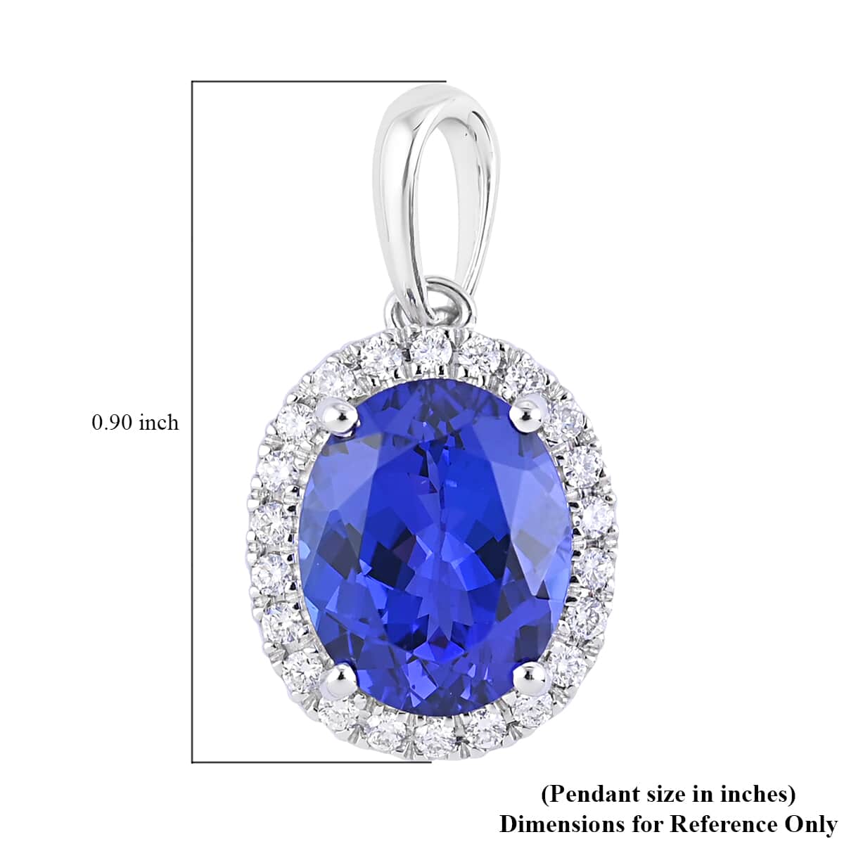 Certified & Appraised Rhapsody 950 Platinum AAAA Tanzanite and E-F VS Diamond Halo Pendant 3.10 ctw image number 3