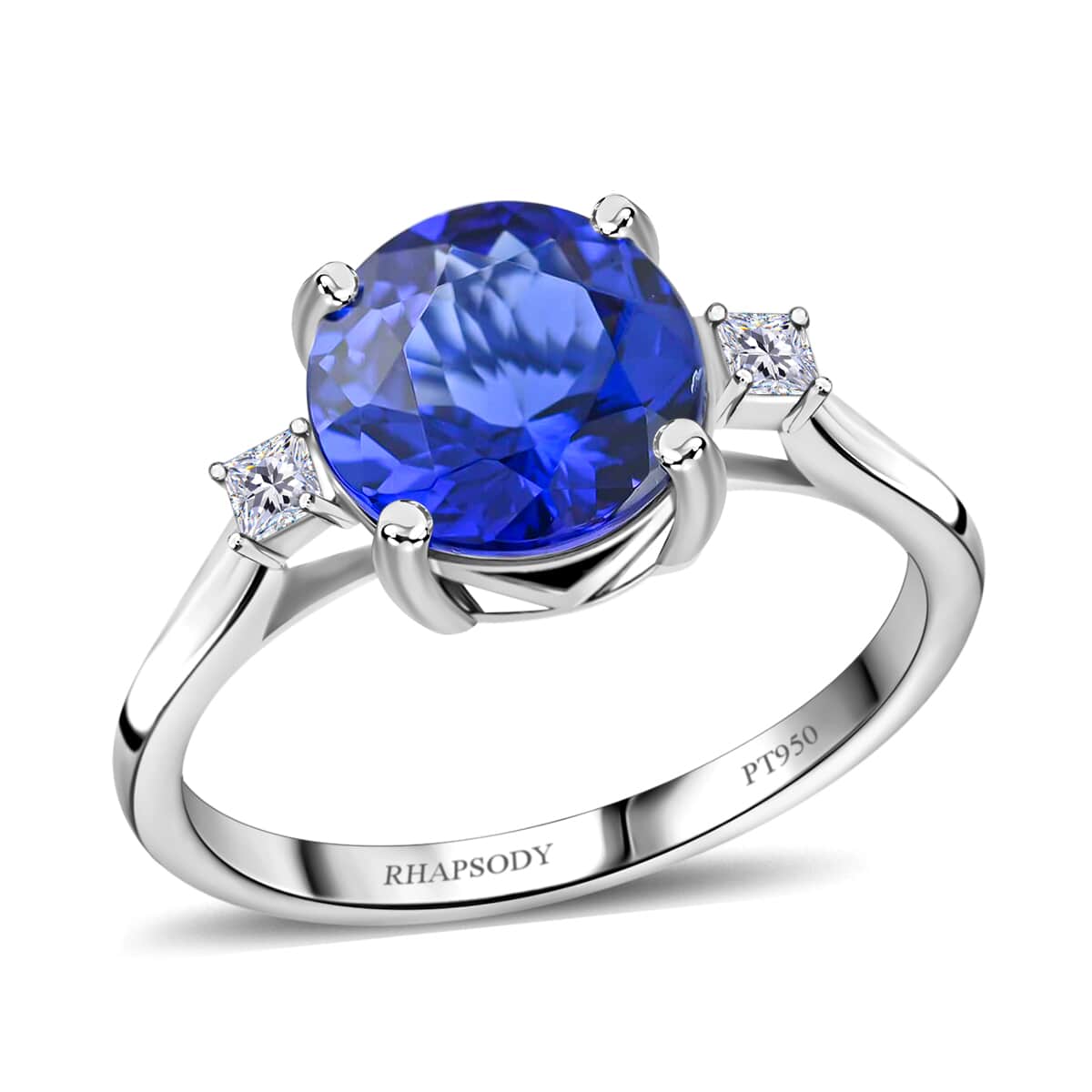 RED CARPET COLLECTION Certified RHAPSODY 950 Platinum AAAA Tanzanite and E-F VS Diamond Ring (Size 6.0) 4.80 Grams 3.00 ctw image number 0