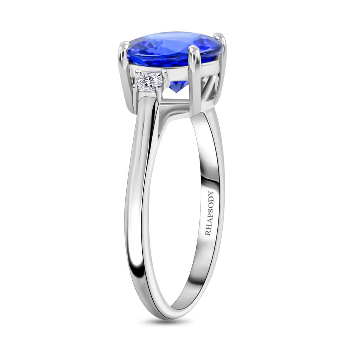Certified & Appraised Rhapsody 950 Platinum AAAA Tanzanite and E-F VS Diamond Ring (Size 6.0) 4.80 Grams 3.00 ctw image number 3