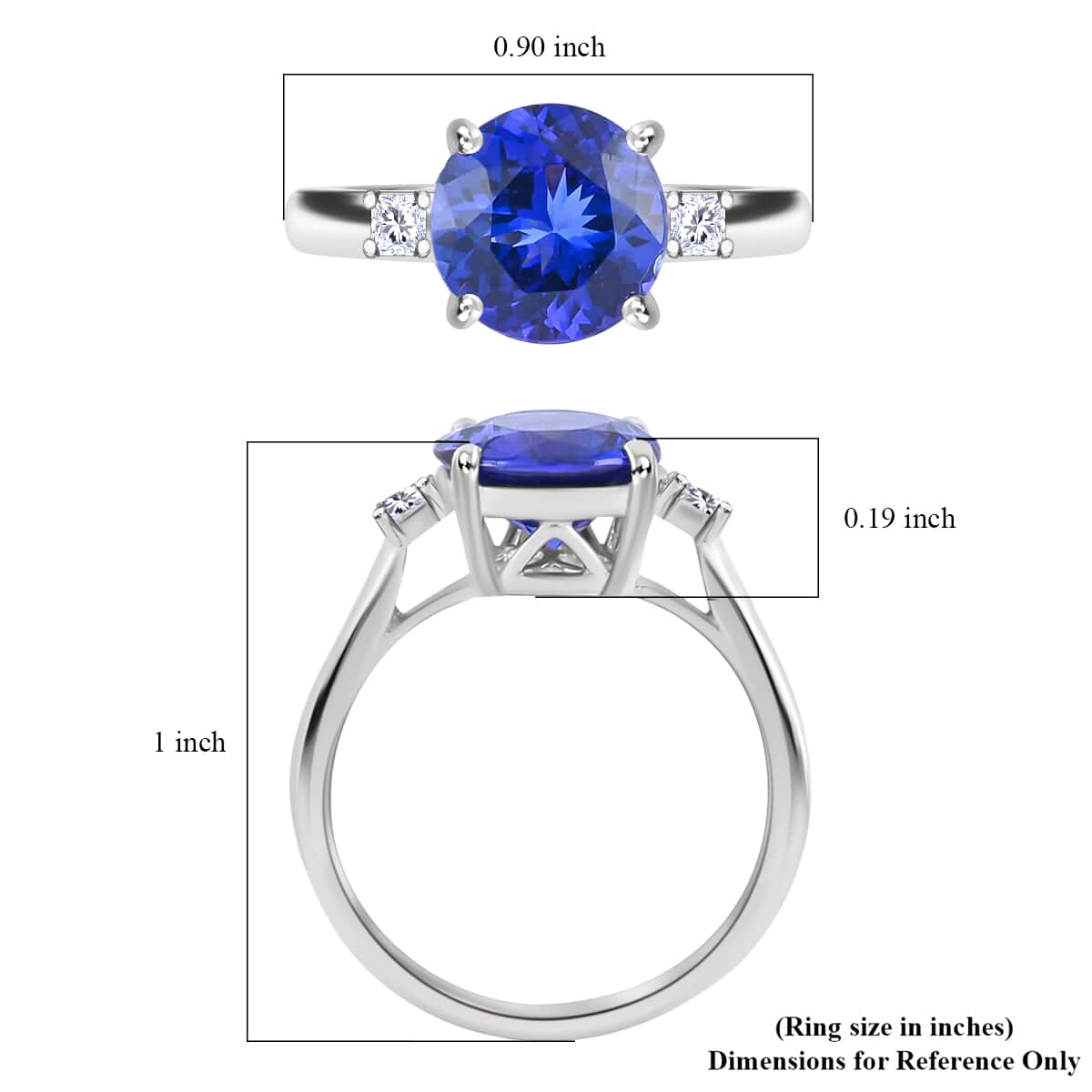 RED CARPET COLLECTION Certified RHAPSODY 950 Platinum AAAA Tanzanite and E-F VS Diamond Ring (Size 6.0) 4.80 Grams 3.00 ctw image number 5