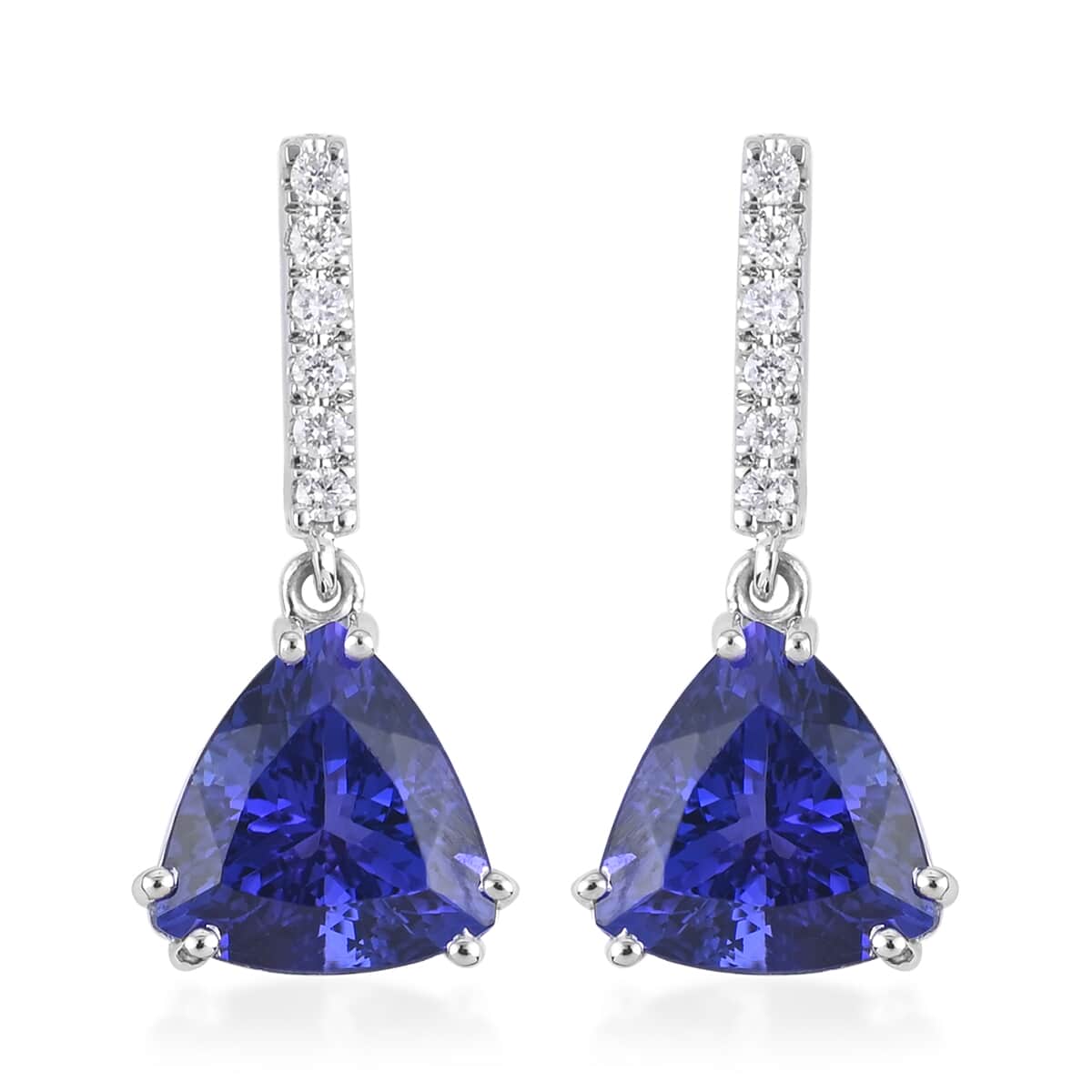 Certified and Appraised RHAPSODY 950 Platinum AAAA Tanzanite and E-F VS Diamond Earrings 3.40 Grams 3.90 ctw image number 0