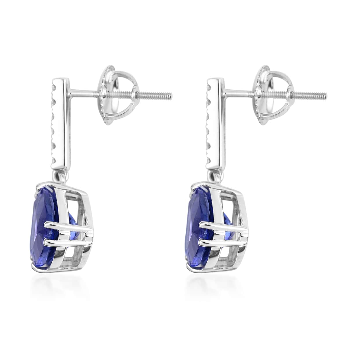 Certified and Appraised RHAPSODY 950 Platinum AAAA Tanzanite and E-F VS Diamond Earrings 3.40 Grams 3.90 ctw image number 3