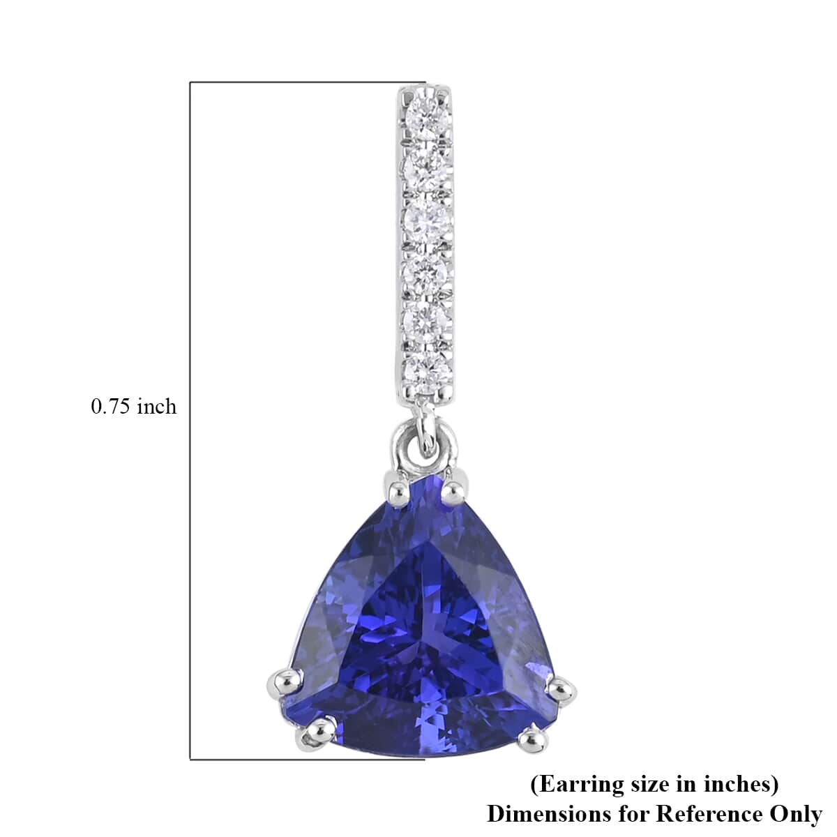 Certified and Appraised RHAPSODY 950 Platinum AAAA Tanzanite and E-F VS Diamond Earrings 3.40 Grams 3.90 ctw image number 4