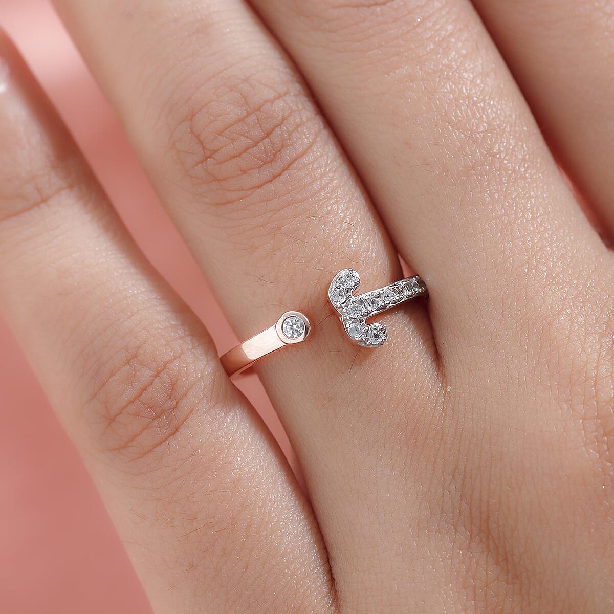 Natural White Zircon Aries Zodiac Ring in Vermeil Rose Gold Over Sterling Silver (Size 10.0) 0.25 ctw image number 2