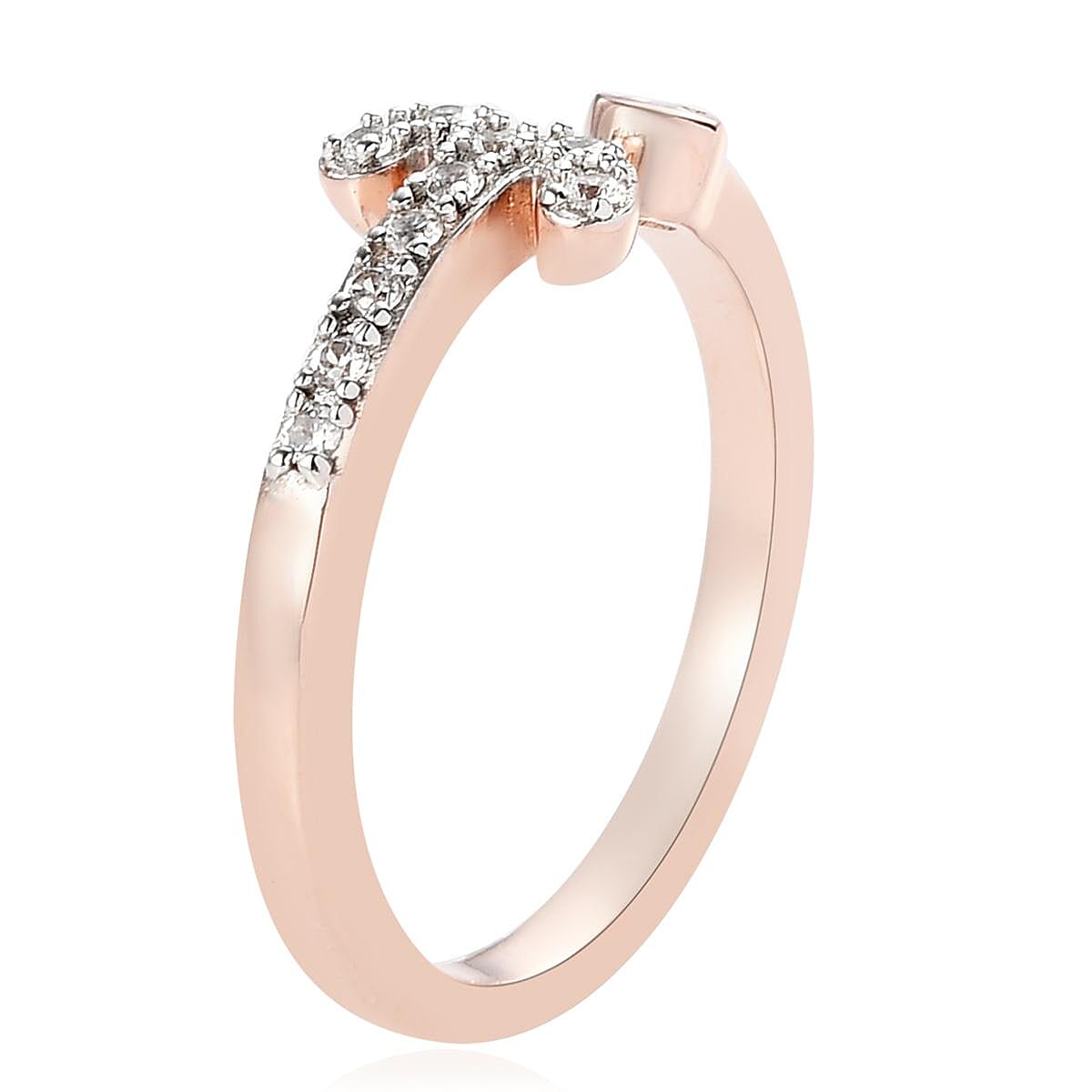 Natural White Zircon Aries Zodiac Ring in Vermeil Rose Gold Over Sterling Silver (Size 10.0) 0.25 ctw image number 3