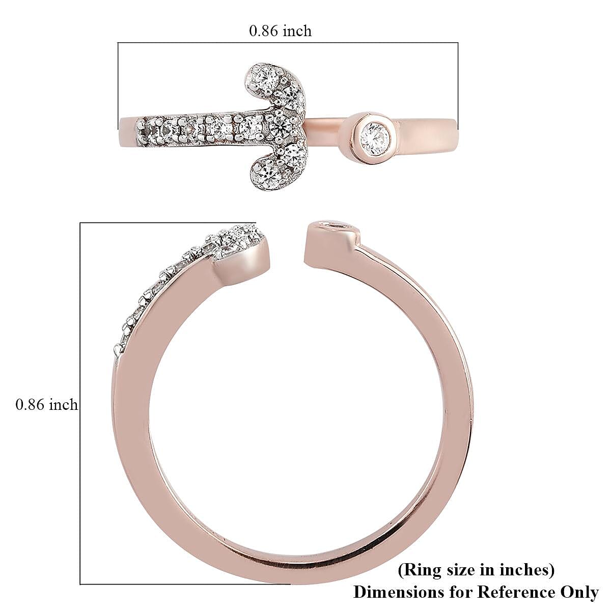 Natural White Zircon Aries Zodiac Ring in Vermeil Rose Gold Over Sterling Silver (Size 10.0) 0.25 ctw image number 5