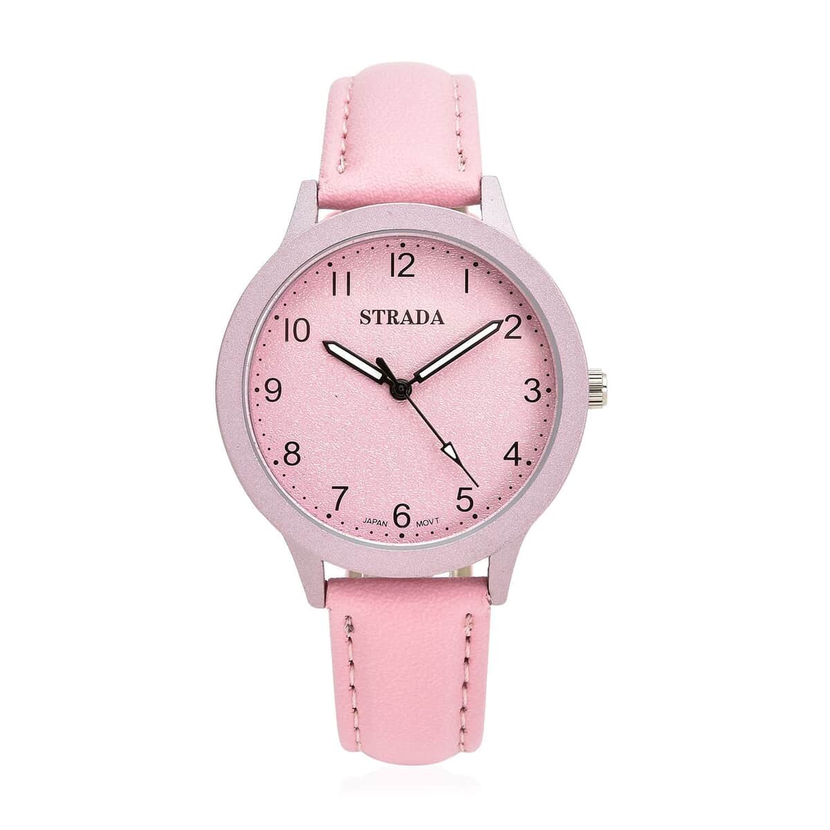 STRADA Japanese Movement Watch with Pink Faux Leather Strap (36mm) image number 0