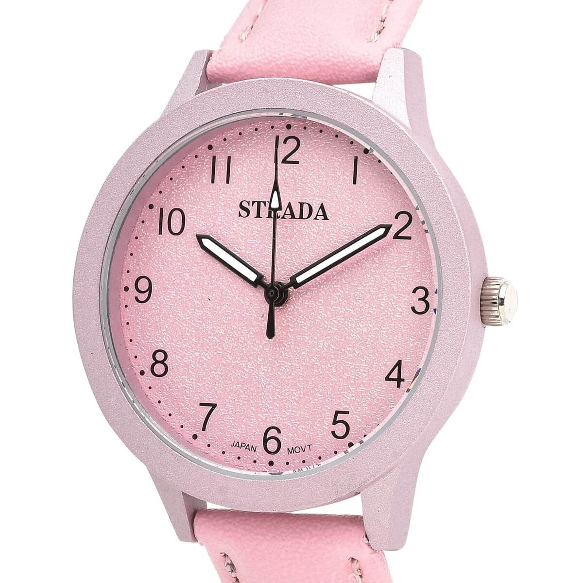 STRADA Japanese Movement Watch with Pink Faux Leather Strap (36mm) image number 3
