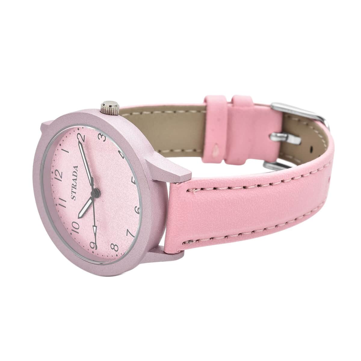 STRADA Japanese Movement Watch with Pink Faux Leather Strap (36mm) image number 4
