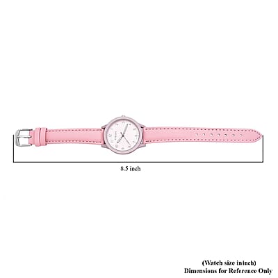 Strada Japanese Movement Watch with Pink Faux Leather Strap (36.32 mm) (5.75-7.75 Inches)