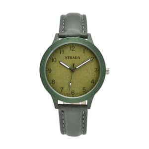 Strada Japanese Movement Watch with Green Faux Leather Strap (36.32 mm) (5.75-7.75 Inches)