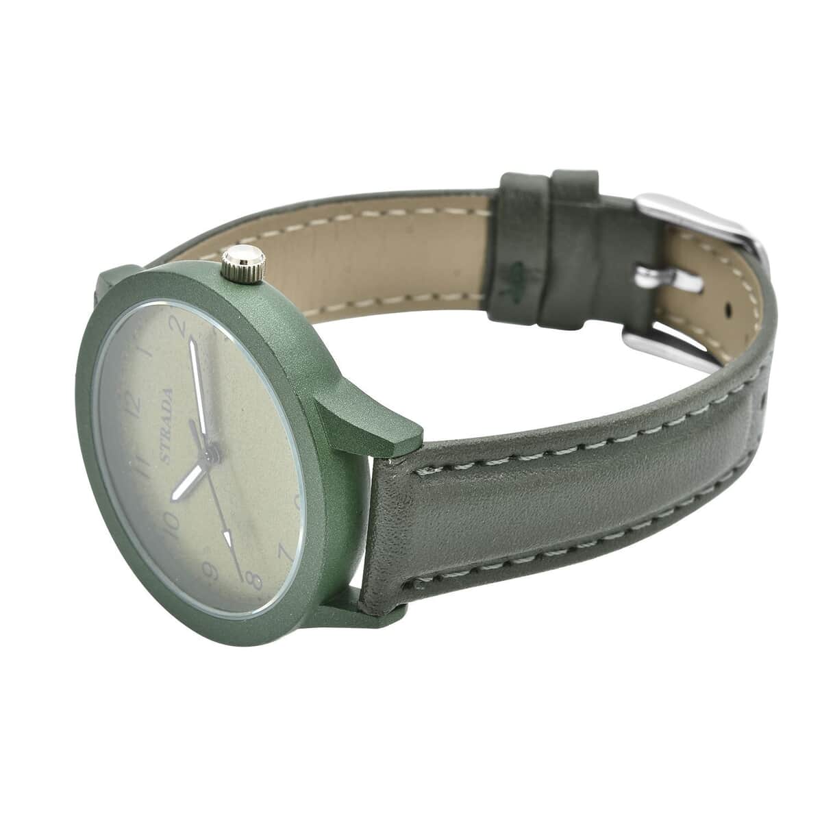 Strada Japanese Movement Watch with Green Faux Leather Strap (36.32 mm) (5.75-7.75 Inches) image number 4