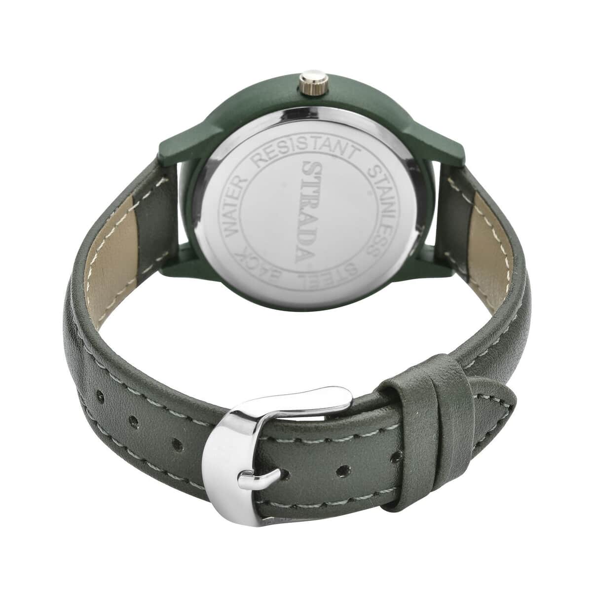 Strada Japanese Movement Watch with Green Faux Leather Strap (36.32 mm) (5.75-7.75 Inches) image number 5