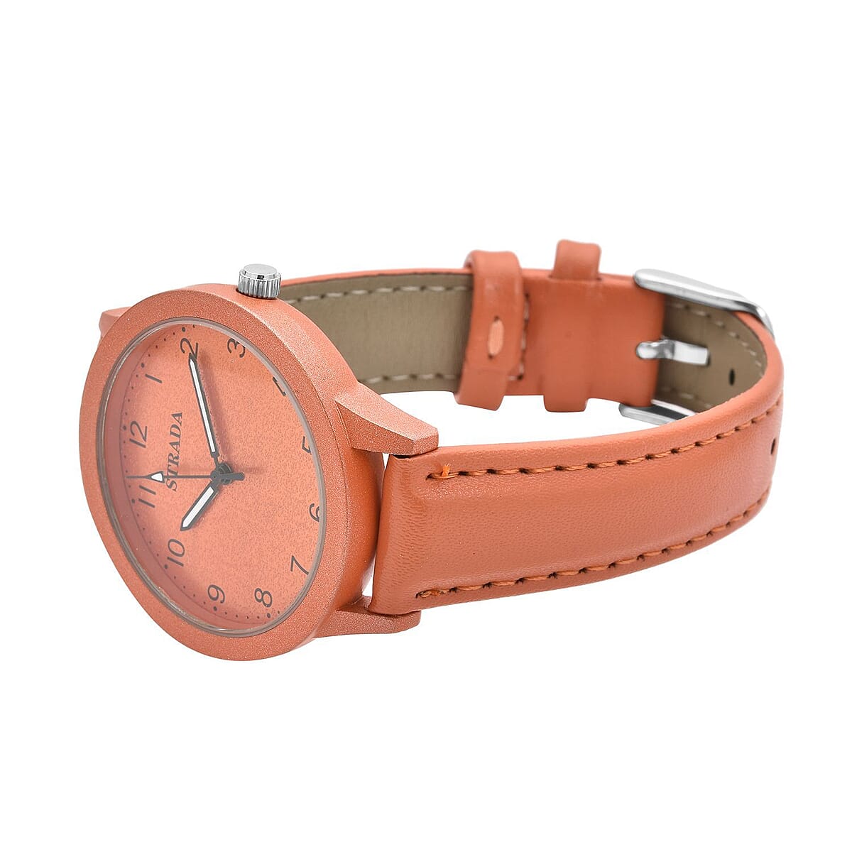Strada Japanese Movement Watch with Orange Faux Leather Strap (36.32 mm) (5.75-7.75 Inches) image number 4
