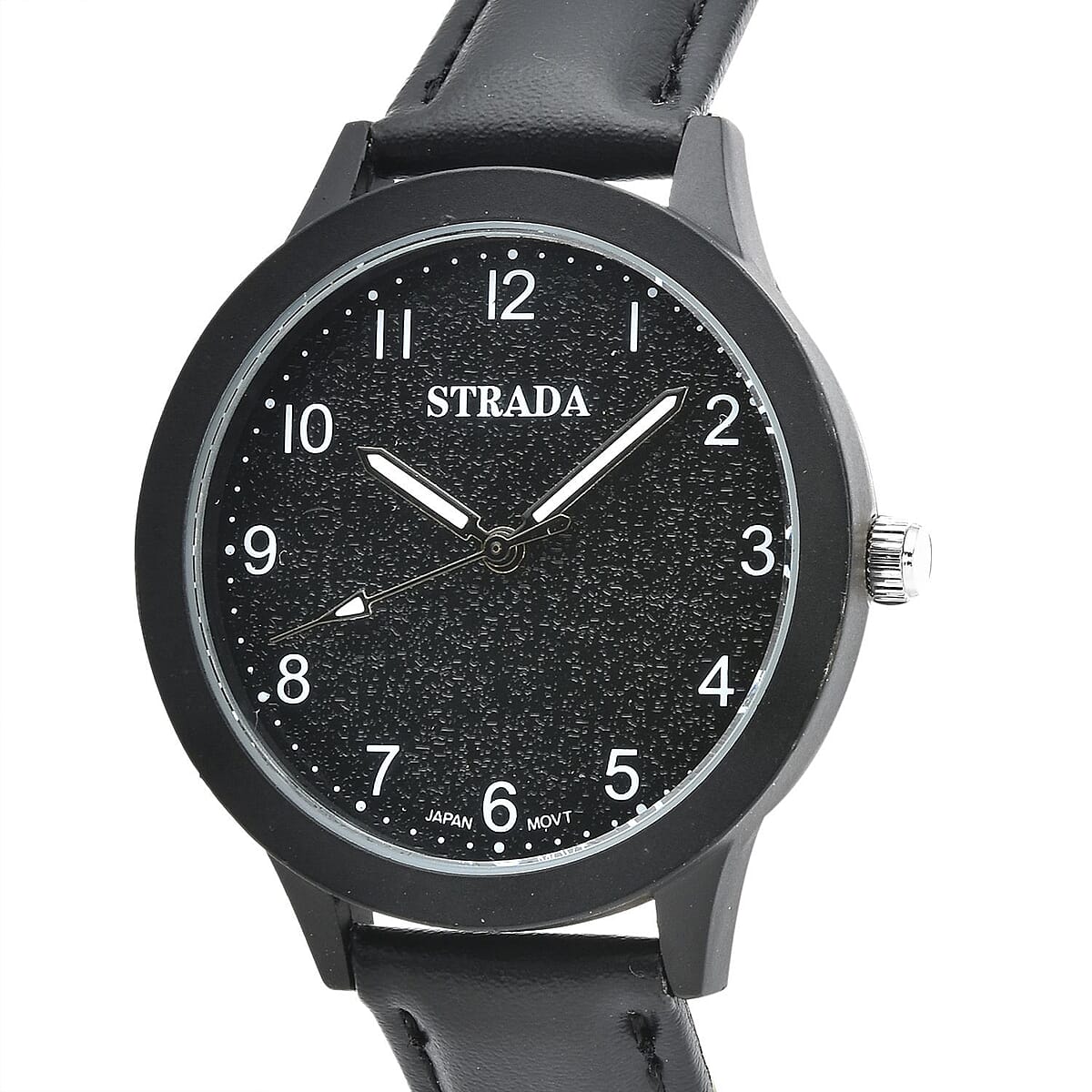 Strada Japanese Movement Watch with Black Faux Leather Strap (36.32 mm) (5.75-7.75 Inches) image number 3