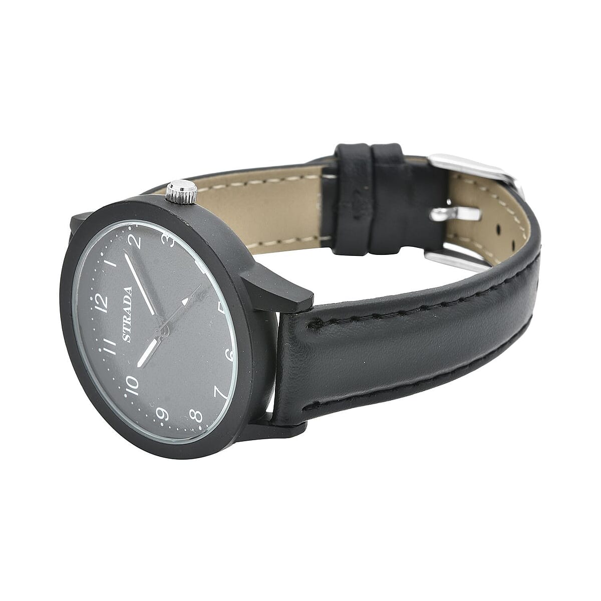 Strada Japanese Movement Watch with Black Faux Leather Strap (36.32 mm) (5.75-7.75 Inches) image number 4