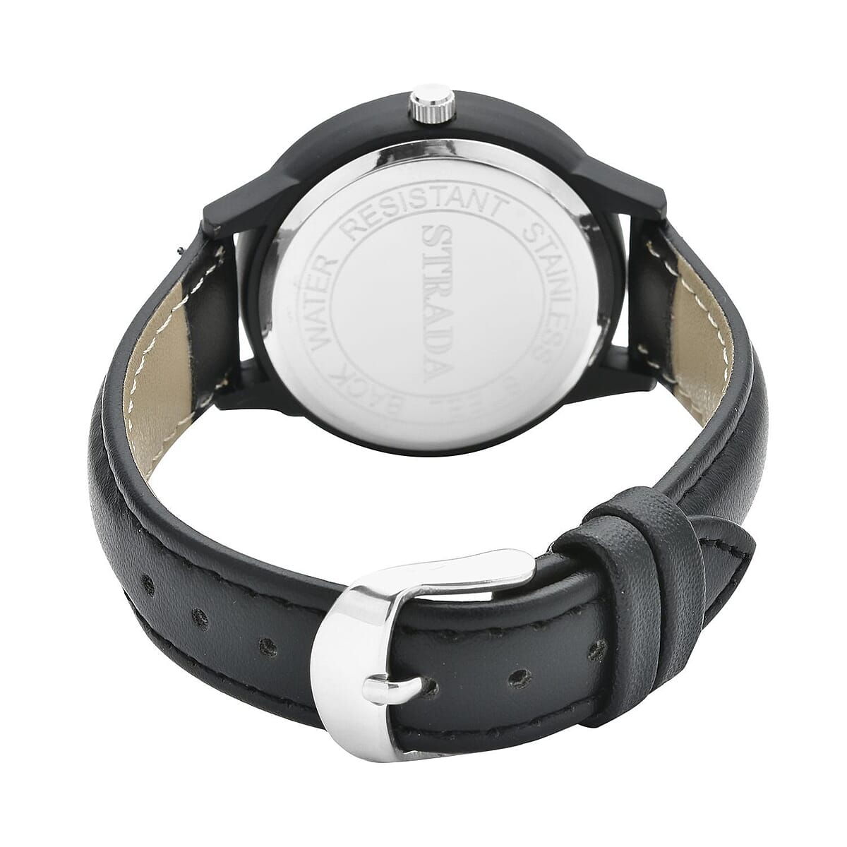 Strada Japanese Movement Watch with Black Faux Leather Strap (36.32 mm) (5.75-7.75 Inches) image number 5