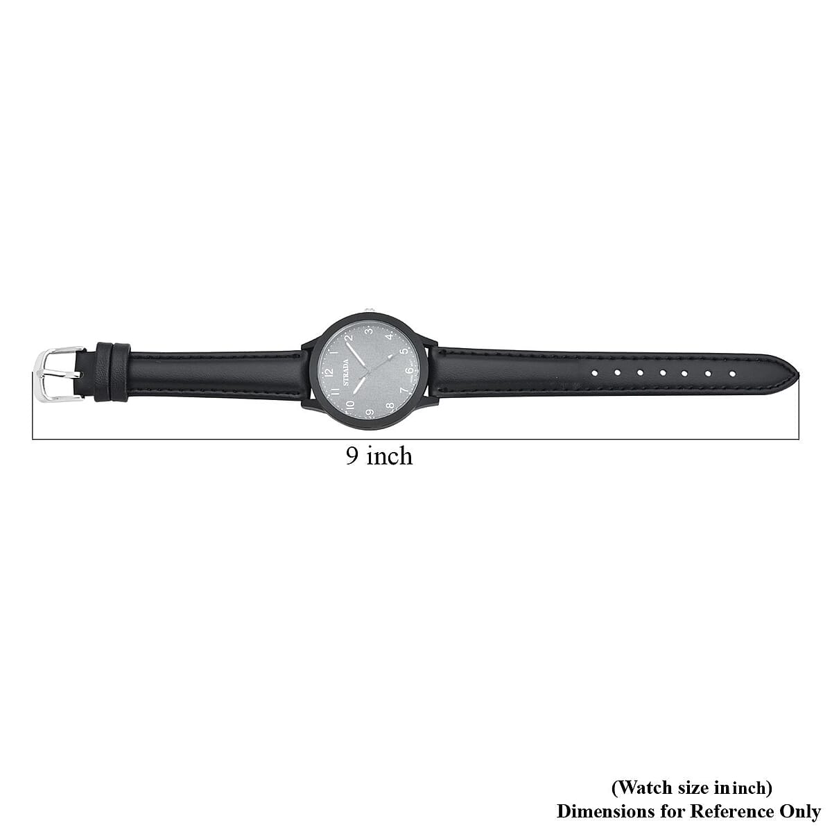 Strada Japanese Movement Watch with Black Faux Leather Strap (36.32 mm) (5.75-7.75 Inches) image number 6