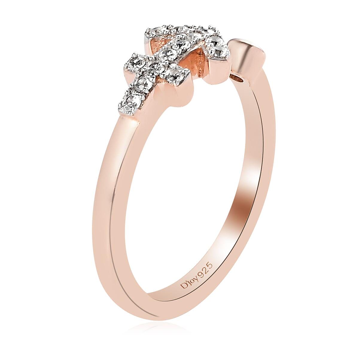 White Zircon Sagittarius Zodiac Ring in Vermeil Rose Gold Over Sterling Silver (Size 10.0) 0.25 ctw image number 3