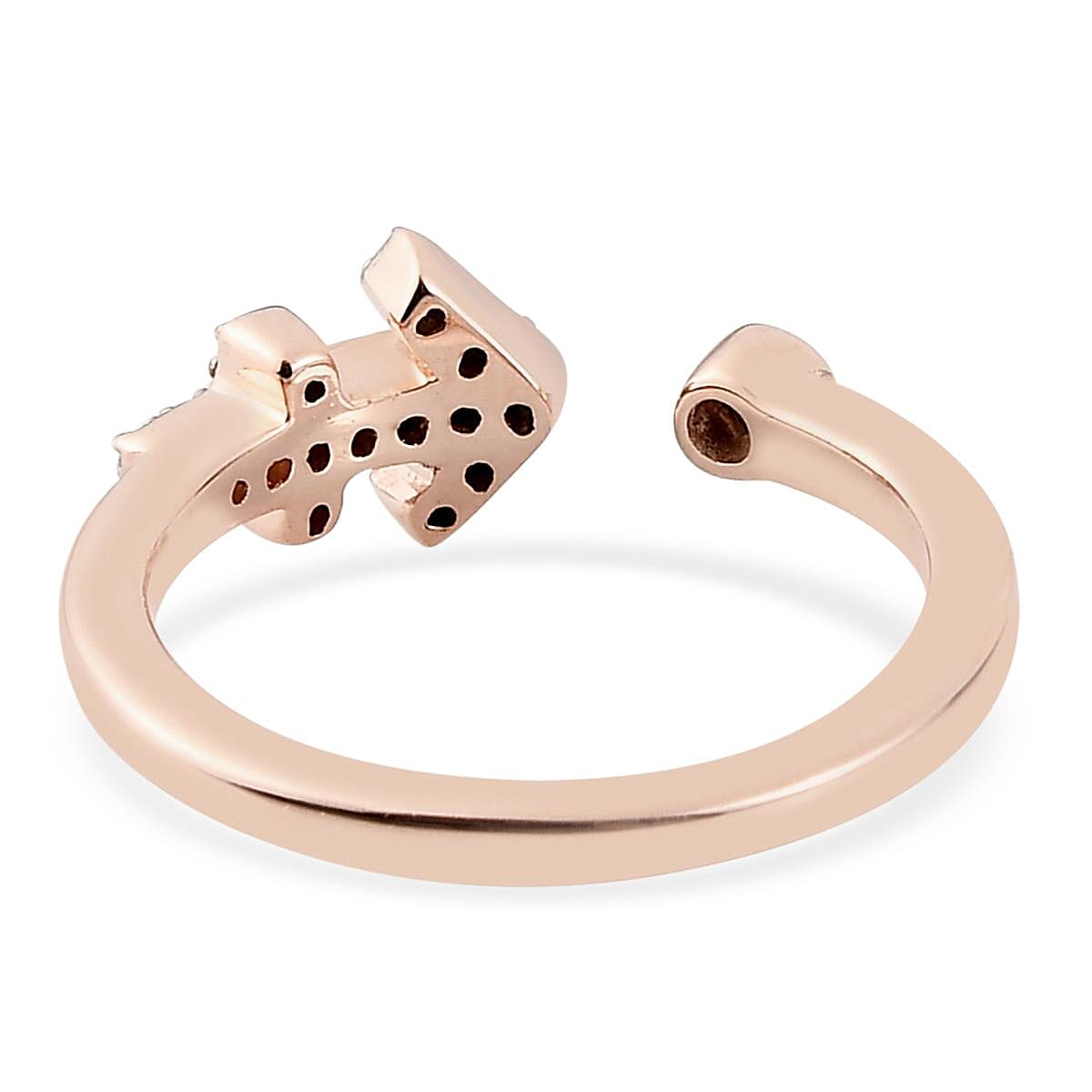 White Zircon Sagittarius Zodiac Ring in Vermeil Rose Gold Over Sterling Silver (Size 10.0) 0.25 ctw image number 4