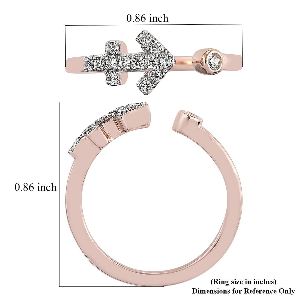 White Zircon Sagittarius Zodiac Ring in Vermeil Rose Gold Over Sterling Silver (Size 10.0) 0.25 ctw image number 5