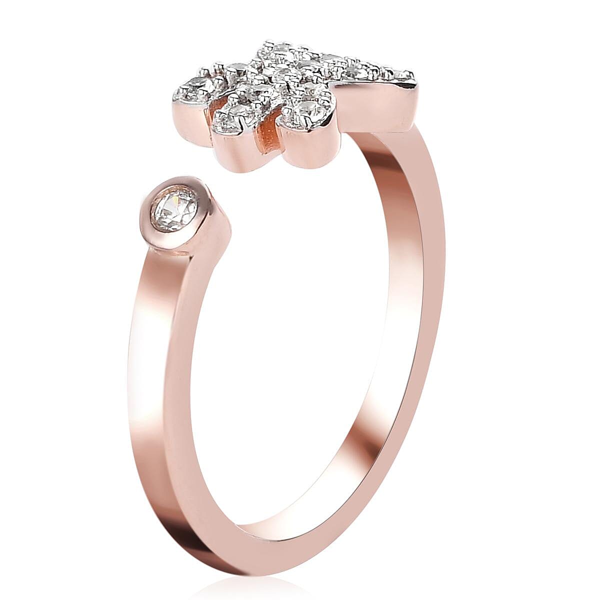 Natural White Zircon Pisces Zodiac Ring in Vermeil Rose Gold Over Sterling Silver (Size 7.0) 0.35 ctw image number 3