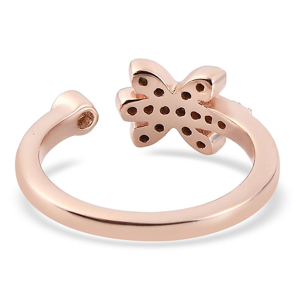 Natural White Zircon Pisces Zodiac Ring in Vermeil Rose Gold Over Sterling Silver (Size 7.0) 0.35 ctw image number 4