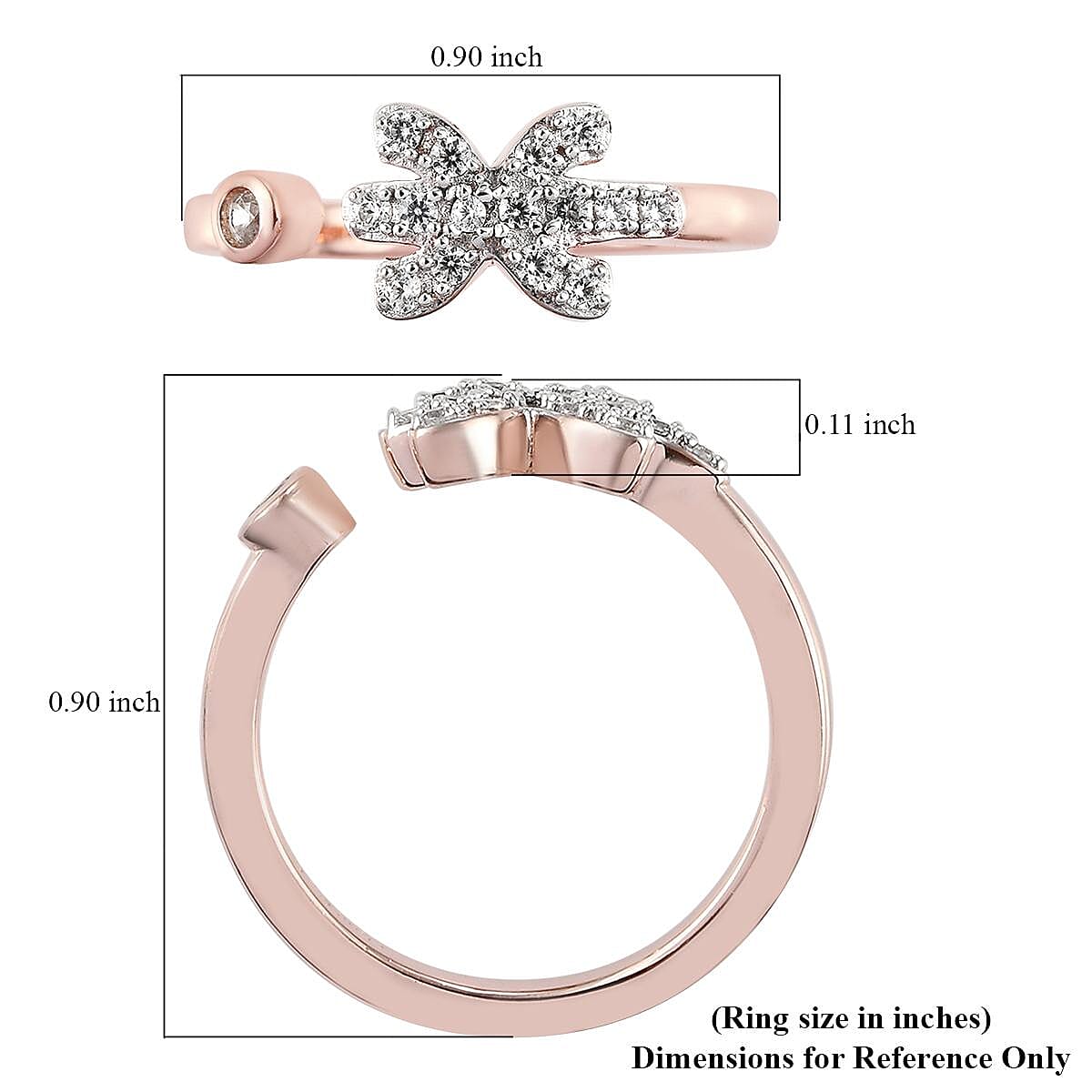 Natural White Zircon Pisces Zodiac Ring in Vermeil Rose Gold Over Sterling Silver (Size 7.0) 0.35 ctw image number 5
